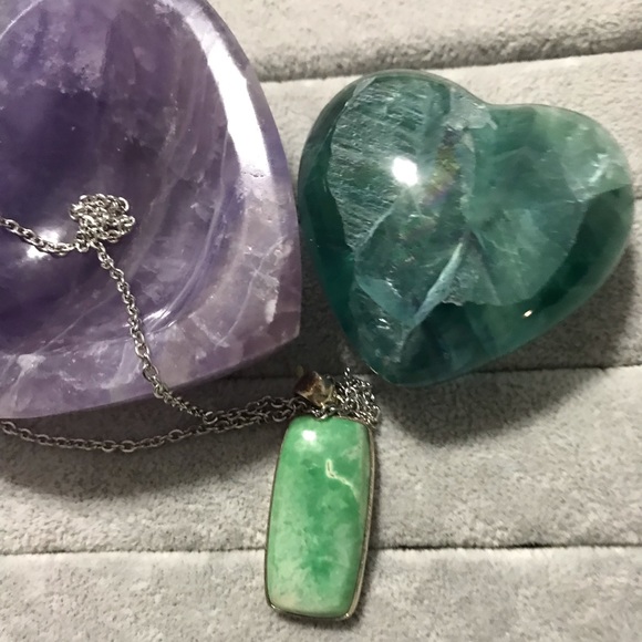 New Sterling Silver Variscite Pendant Necklace Greens Crystal Gemstone - Picture 13 of 14